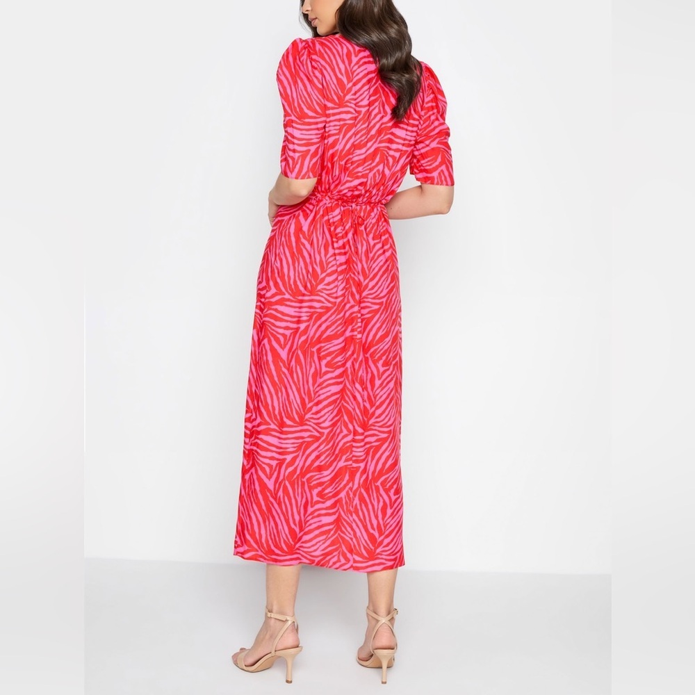 NWT LTS |‎ Long Tall Sally Bright Pink Zebra Print Midi Tea Dress Size 8 Tall - Picture 2 of 16